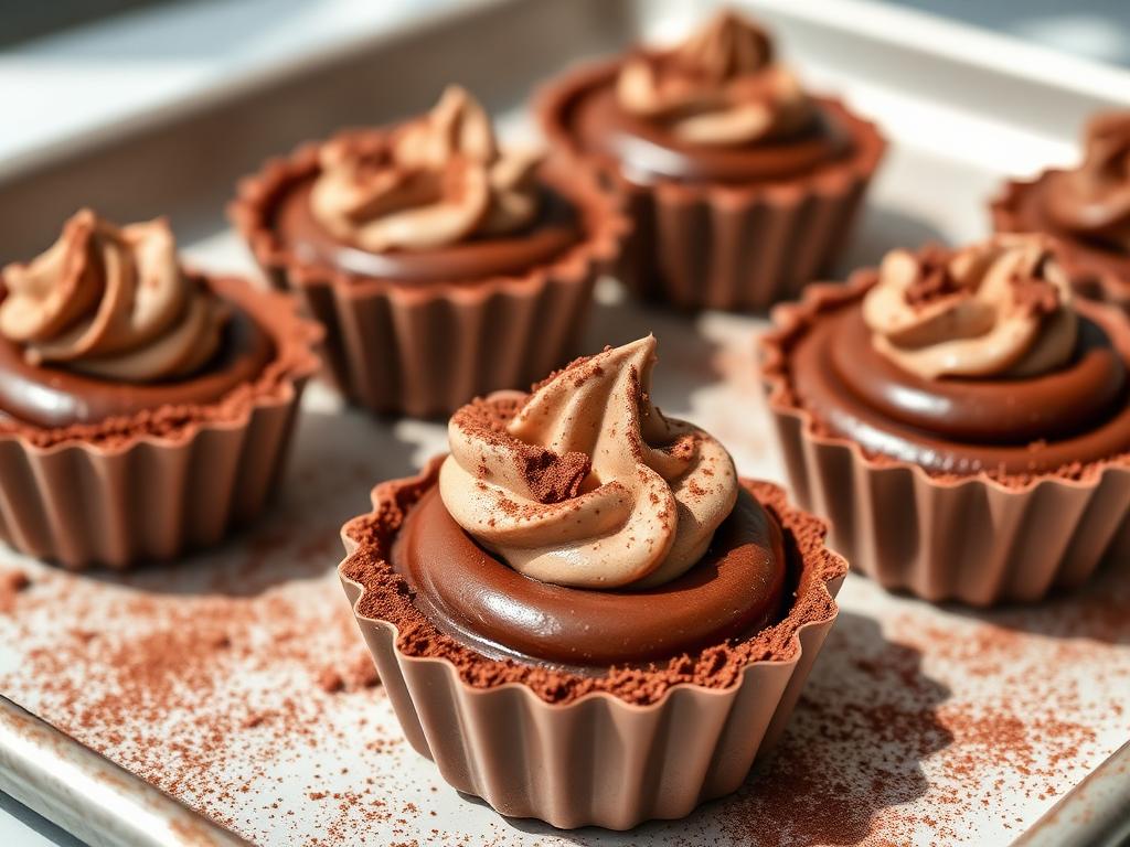 Tortinhas de Chocolate Low Carb Sem Açúcar e Sem Glúten Tortinhas de chocolate low carb sem açúcar e sem glúten recheadas com creme de cacau